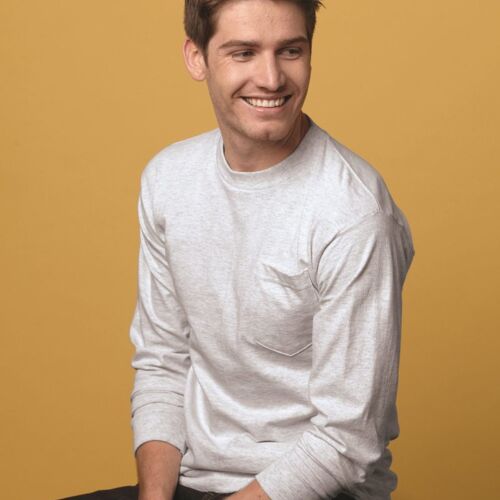 USA Made Long Sleeve T-Shirt with a Pocket. Thumbnail