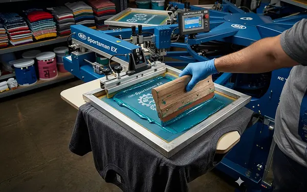Screen printing process visual placeholder — image to be replaced