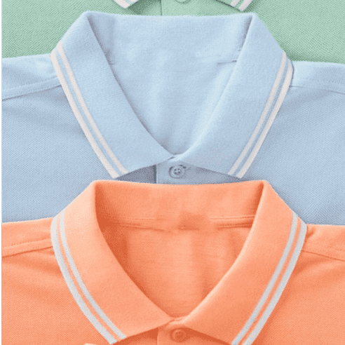 Two polo shirts in blue and orange color